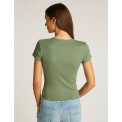 TJW SLIM BUTTON RIB C-NECK SS