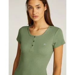TJW SLIM BUTTON RIB C-NECK SS