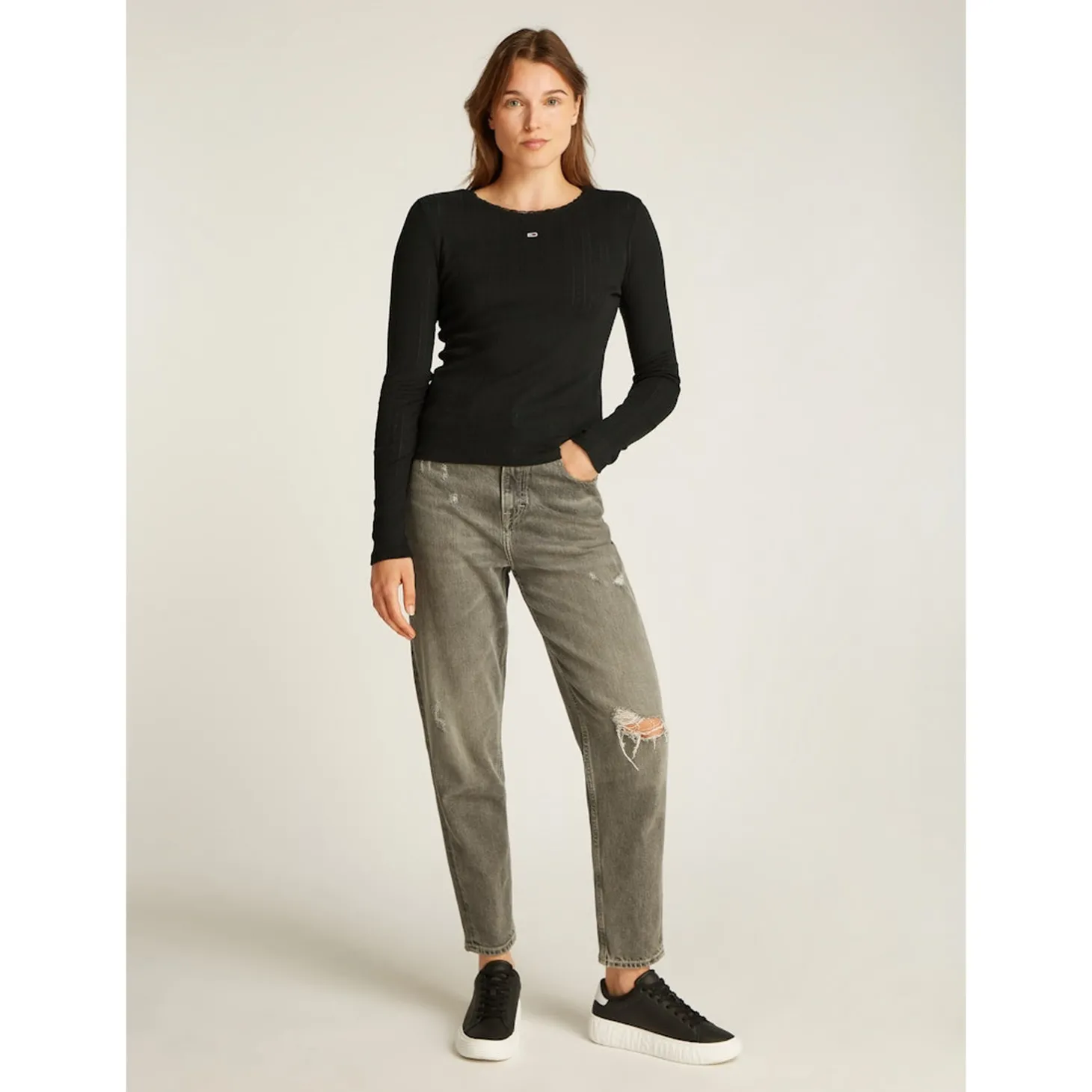 TJW SLIM POINTELLE RIB TEE LS