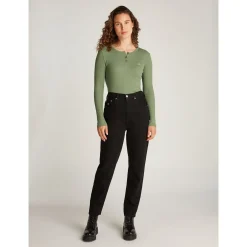 TJW SLM BUTTON RIB C-NECK LS E