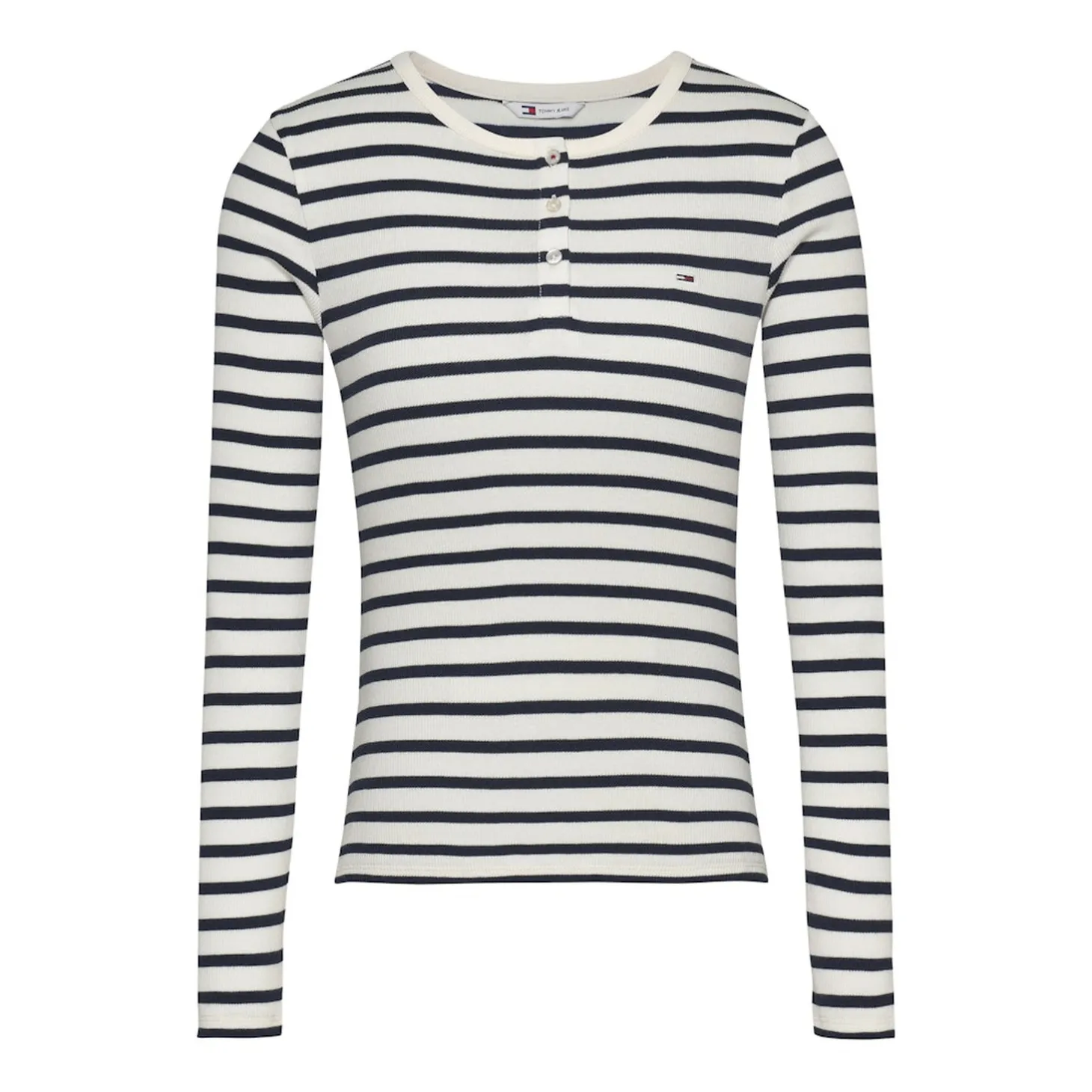 TJW SLM BUTTON RIB C-NECK LS E