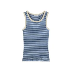 Top, rib, round neck, striped