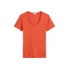 T-shirt, deep round neck twist