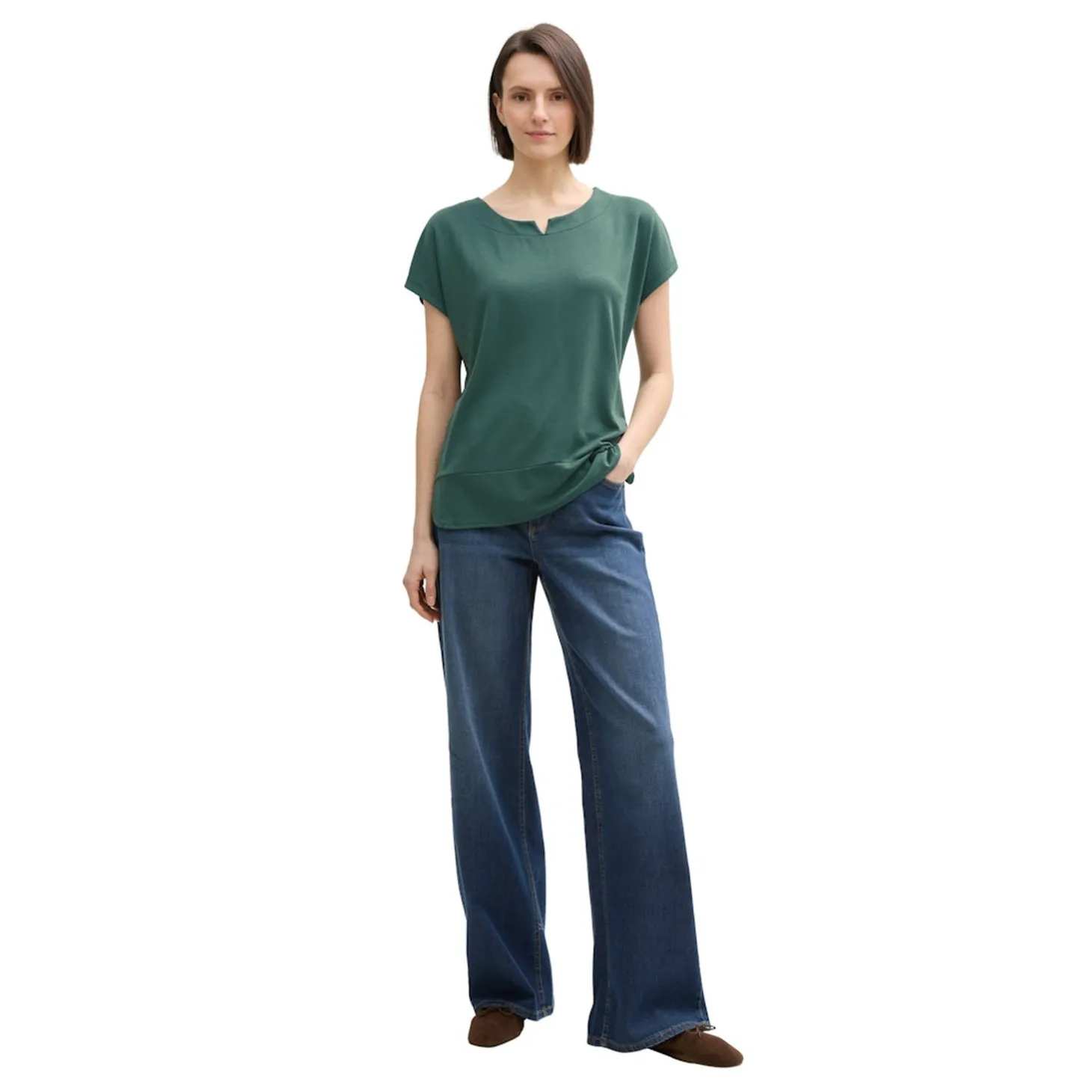 T-shirt fabric mix crew neck