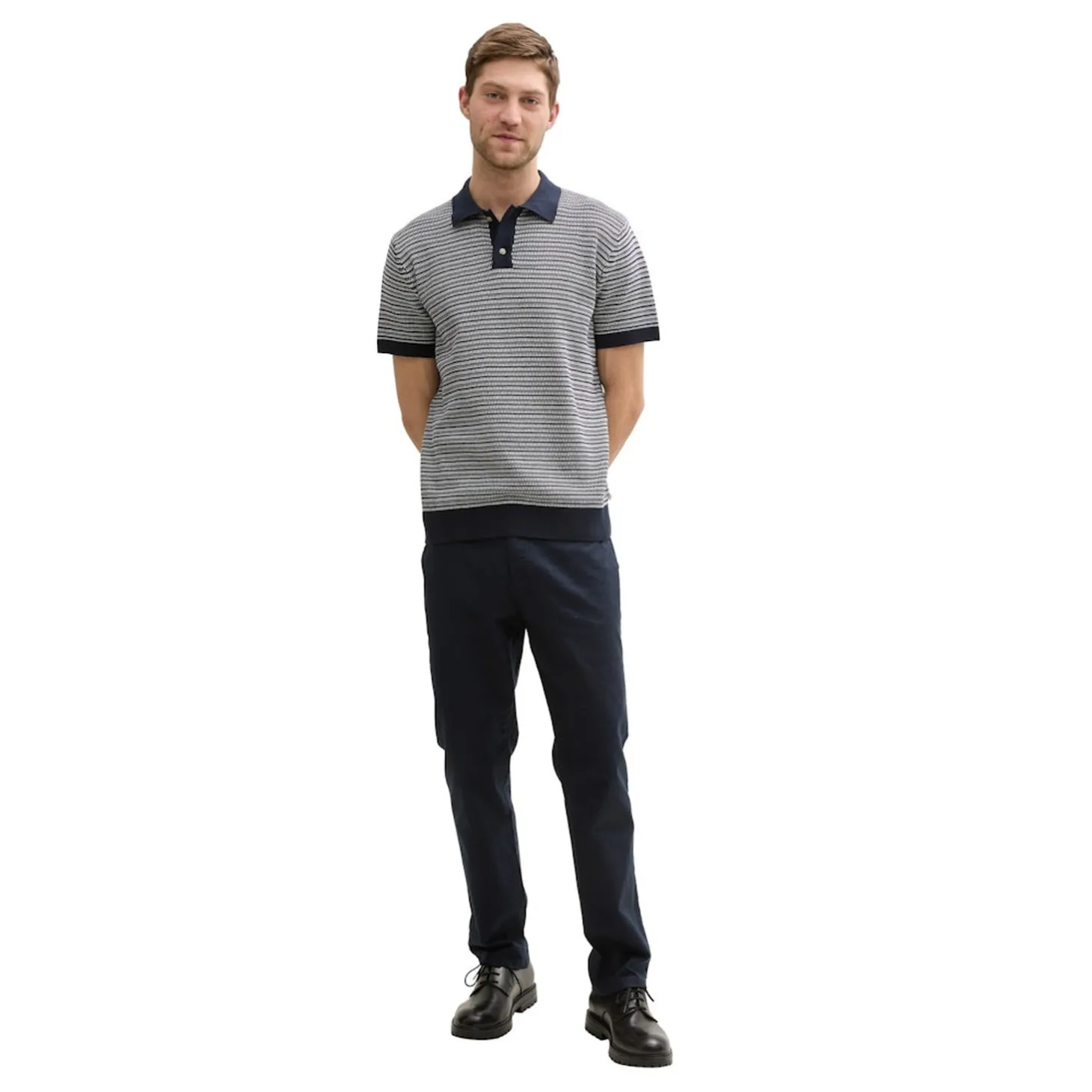 Twotone structured knit polo