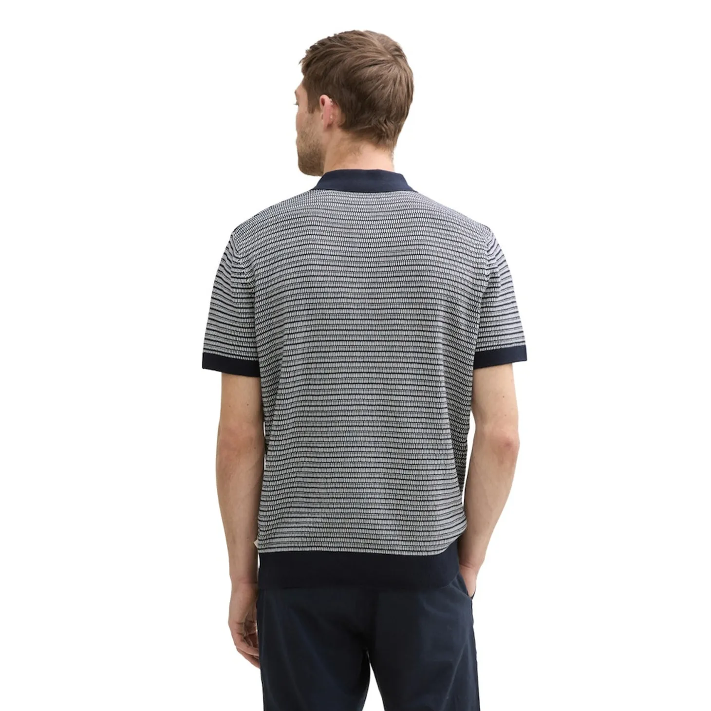 Twotone structured knit polo