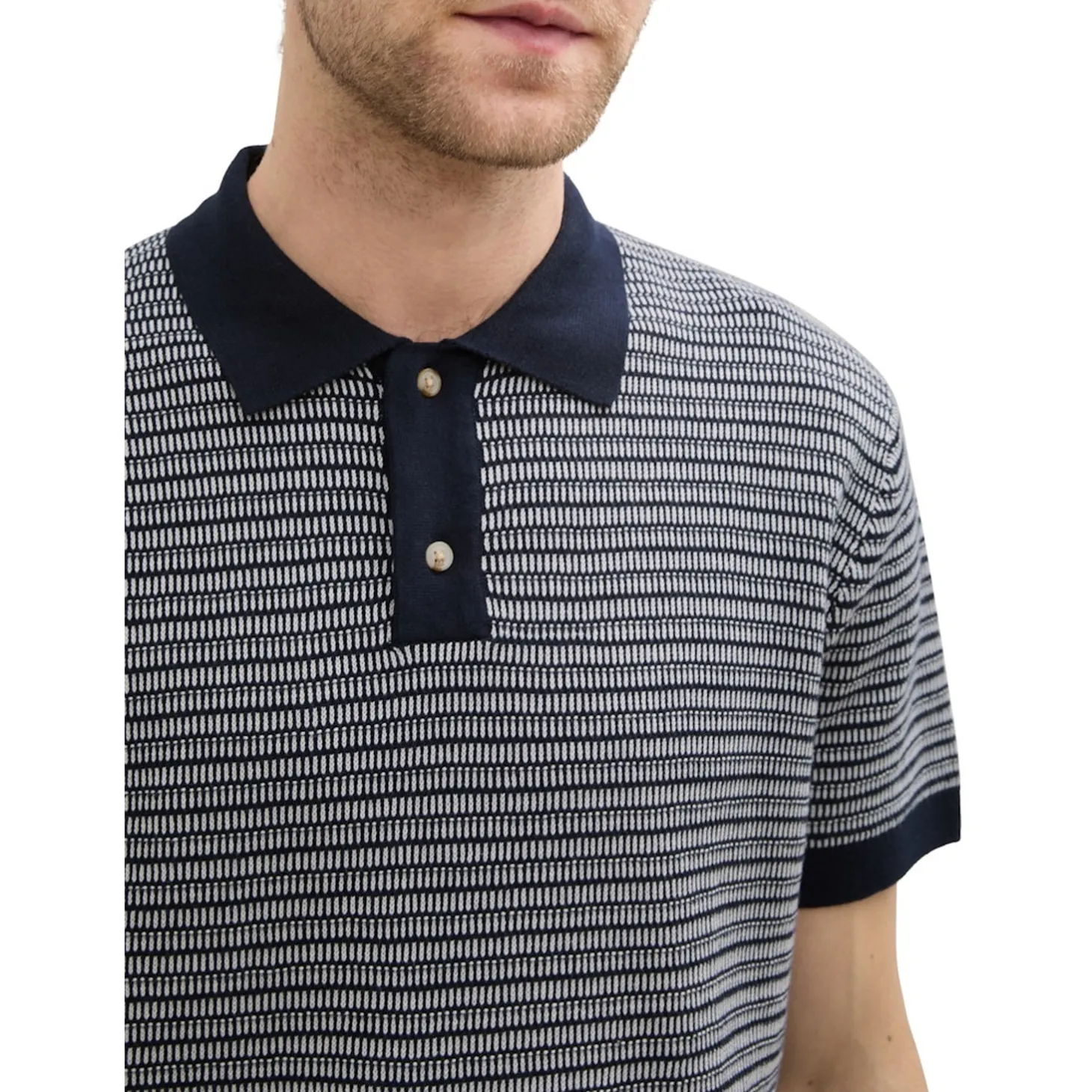 Twotone structured knit polo
