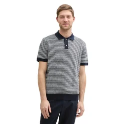 Twotone structured knit polo