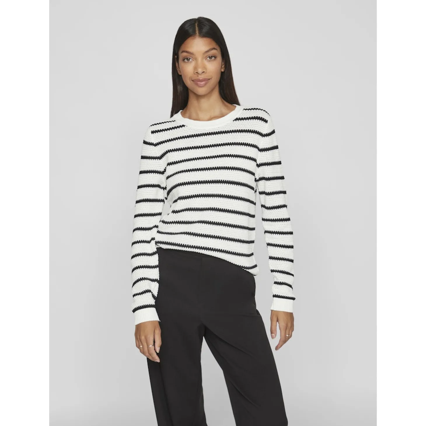 VIDALO O-NECK L/S STRIPE KNIT