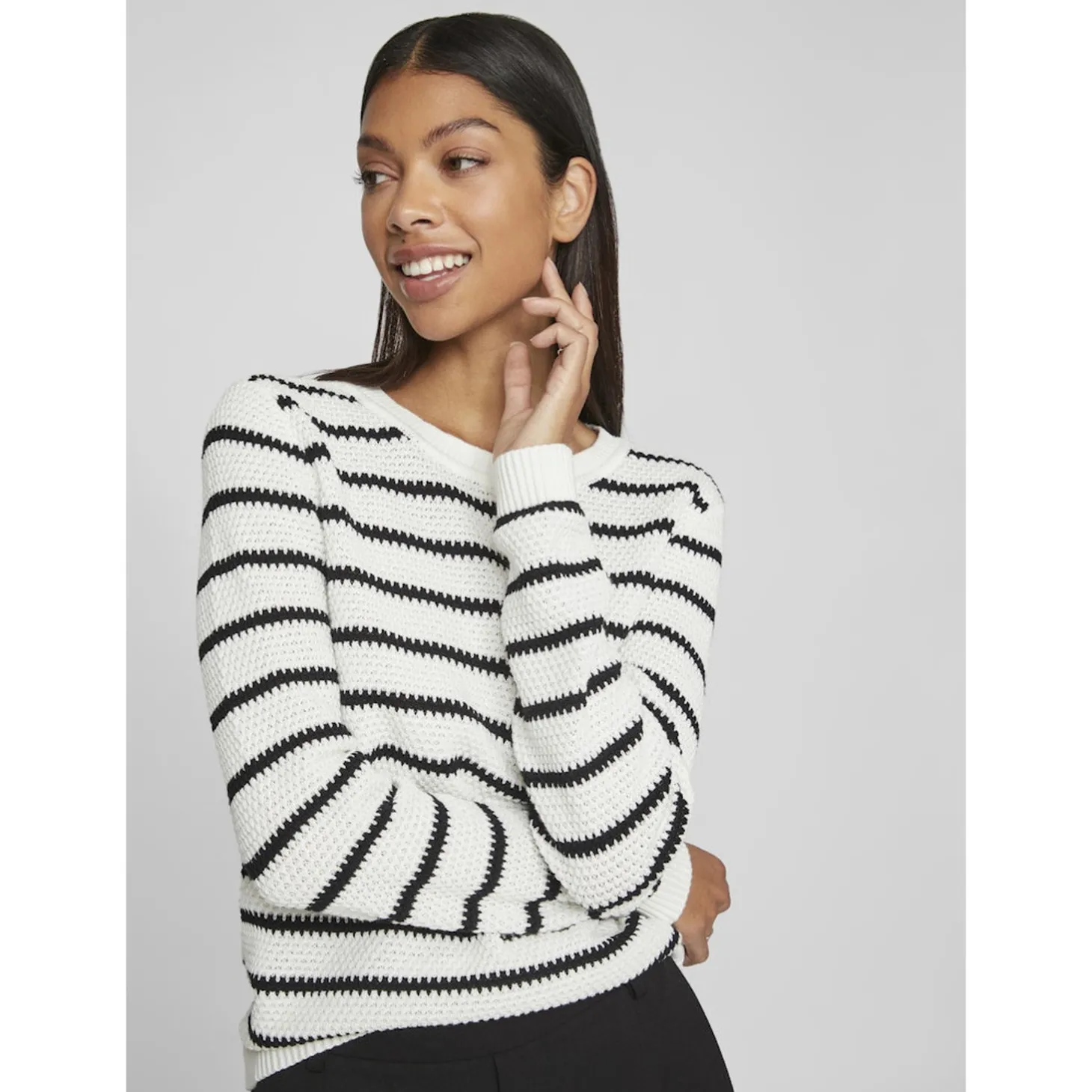 VIDALO O-NECK L/S STRIPE KNIT