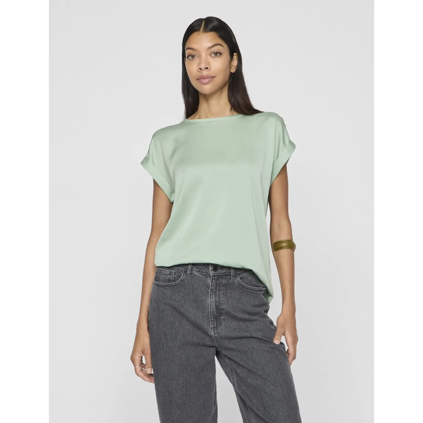 VIELLETTE S/S SATIN TOP - NOOS