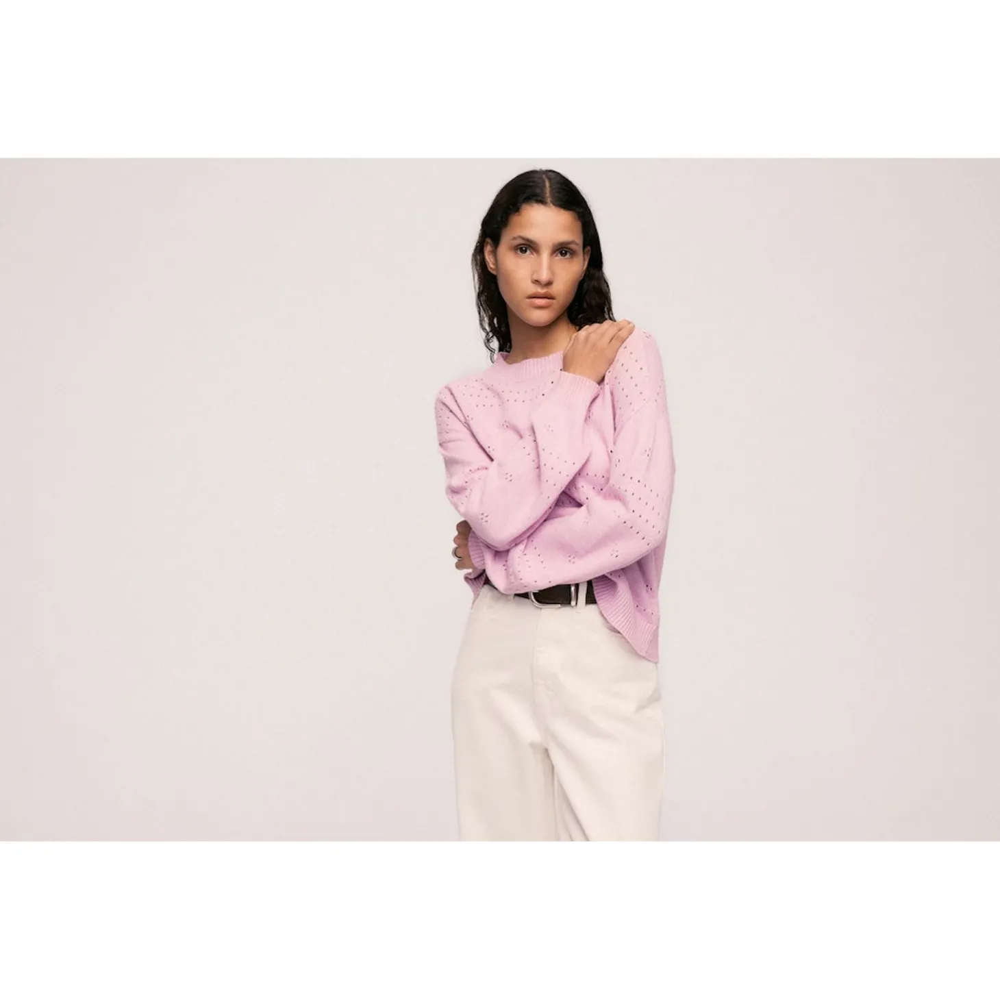 ! VIRIL L/S O-NECK POINTELLE