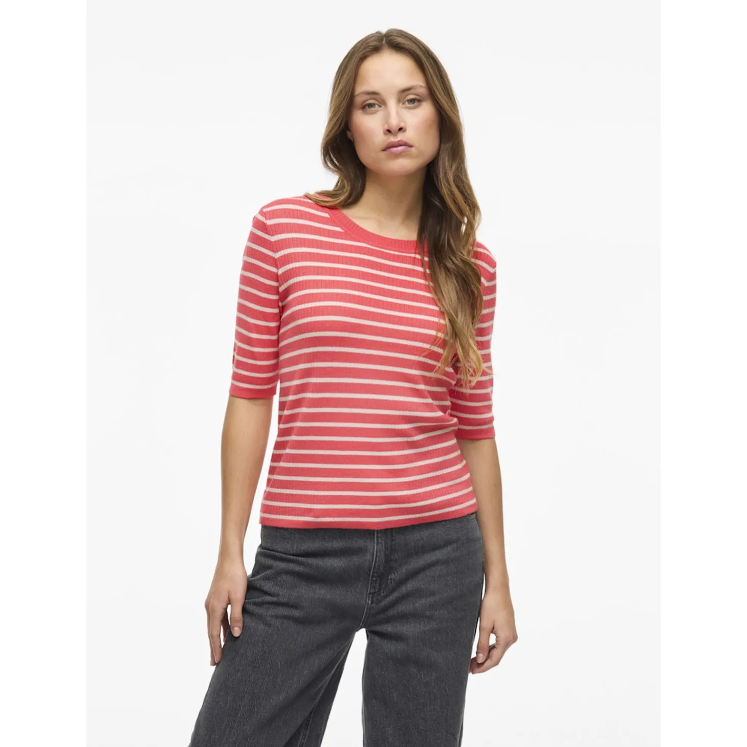 VIZICHA O-NECK 2/4 STRIPE KNIT