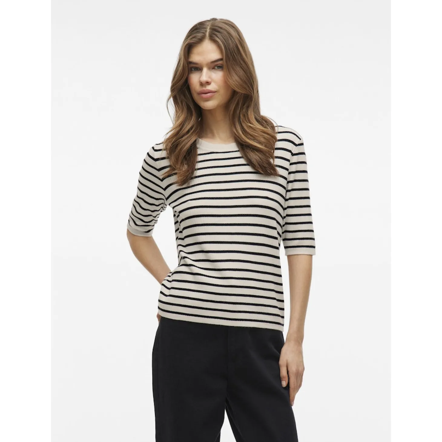 VIZICHA O-NECK 2/4 STRIPE KNIT