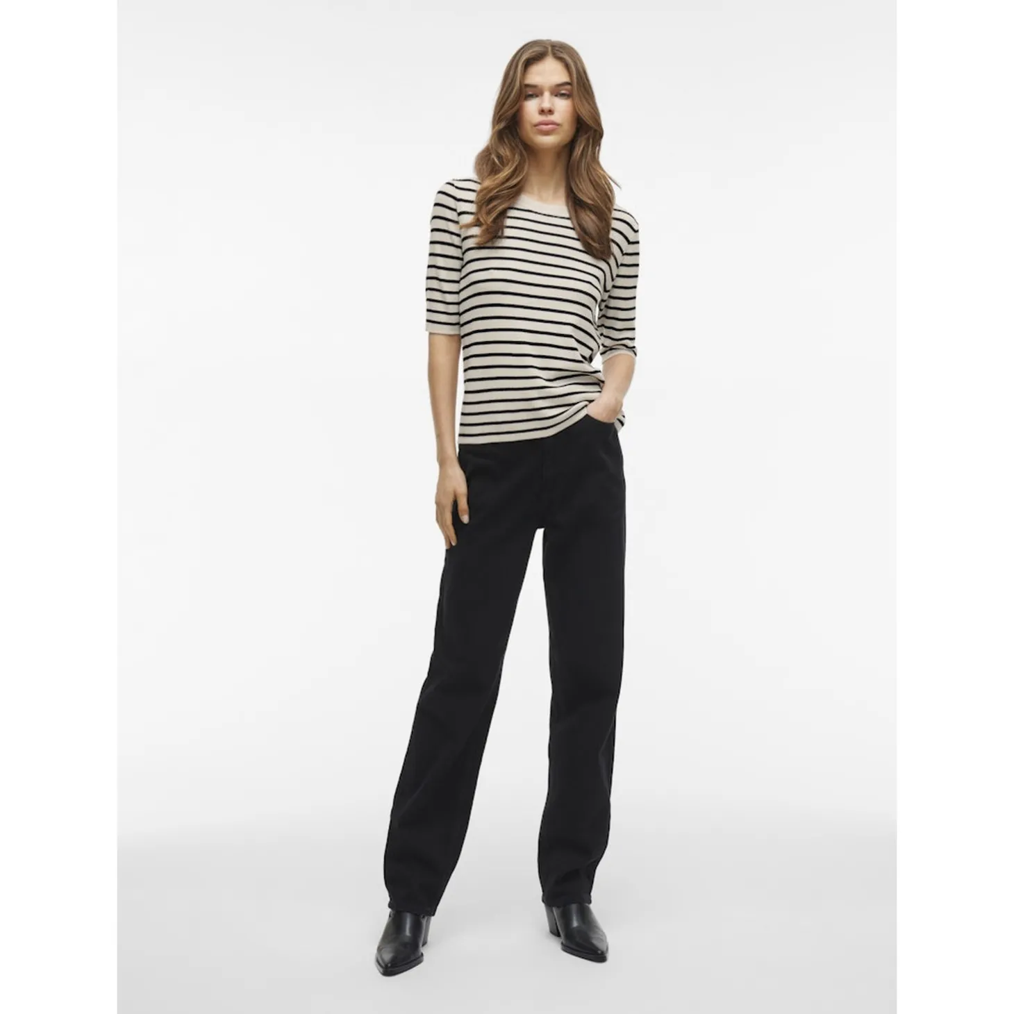 VIZICHA O-NECK 2/4 STRIPE KNIT