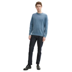 Washed structure crewneck knit