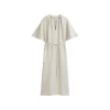 Woven dress, midi length, belt